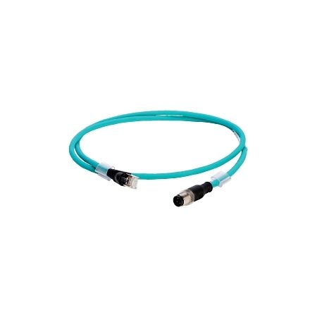 Allen-Bradley 1585 Unshielded Ethernet Cable Hi Flex TPE 2 Pair CAT5e Teal M12 to RJ45 10M