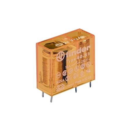 Finder 40 Series Miniature Printed Circuit Board Relay 10A 1 Changeover 24V AC Coil