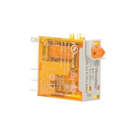 Finder 46 Series Miniature Relay 8A 2 CO 24V AC Coil with PB plus LED plus Mech. Indicator