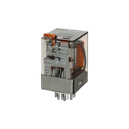 Finder 60 Series General Purpose Relay 10A 2CO 240V AC Coil with PB plus Mechanical Indicator