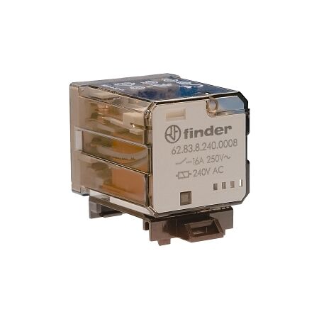 Finder 62 Series Power Relay Flange Mount 16A 3CO 240V AC Coil with Mounting Bracket