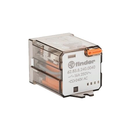 Finder 62 Series Power Relay Flange Mount 16A 3CO 24V AC Coil with Pushbutton plus Mechanical Ind