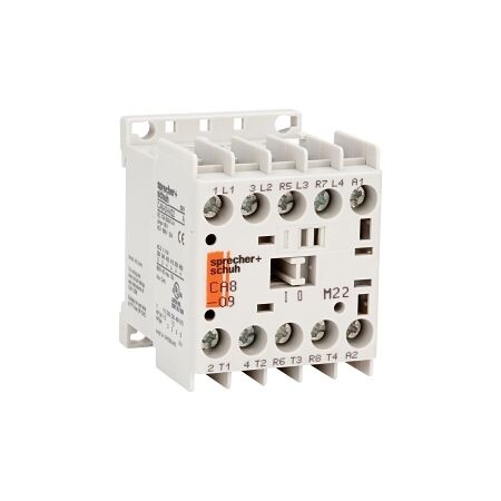 S+S CA8 Contactor Mini 2.2kW 4Pole 240VAC Coil 2NO 2NC Contact Auxiliary