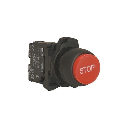 Sprecher and Schuh D7 Pushbutton 22.5 mm Hangsell Pack Plastic MOM Flush Red Cap STOP Non Ill 1NC