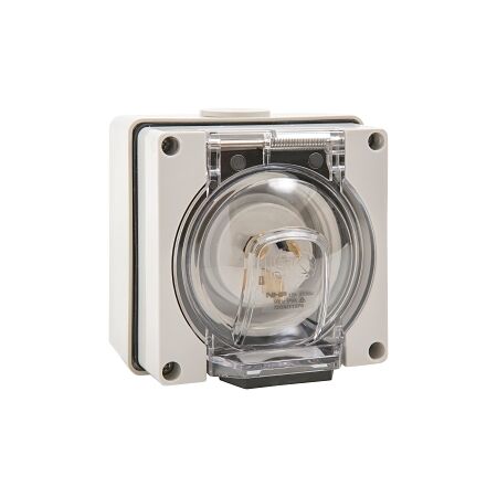 NHP ISO Appliance Inlet, 3 Flat Pins 15A 250V AC, w/ Base 38mm, Grey