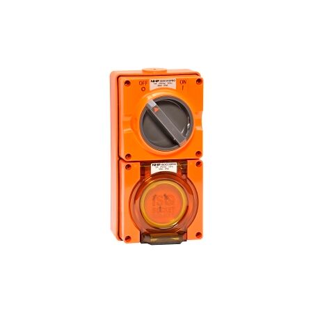 NHP ISO Switched Socket Outlet, 3 Flat Pins 10A 250V AC, w/ Base, RO