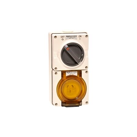 NHP ISO Switched Socket Outlet, 3 Flat Pins 10A 250V AC, w/ Base, RW