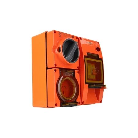 NHP ISO Switched Socket Outlet - RCD, 3 Flat Pins 10A 250V AC, w/ Base, RO