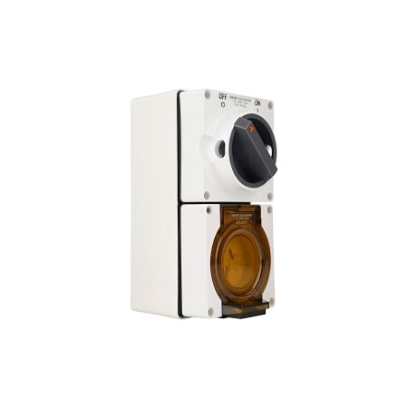 NHP ISO Switched Socket Outlet, 3 Flat Pins 20A 250V AC, w/ Base, RW