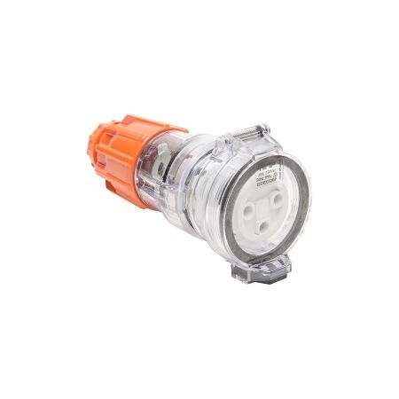 NHP ISO Extension Socket, 3 Round Pins 20A 250V AC, Electric Orange