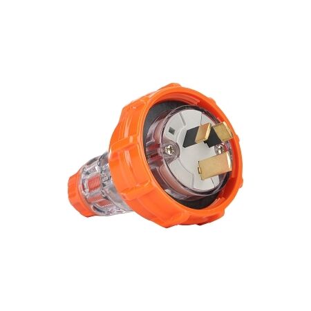 NHP ISO Plug - Straight, 3 Flat Pins, 20A 250V AC, Electric Orange