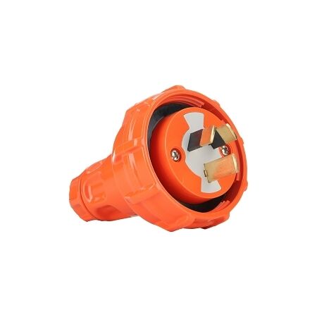 NHP ISO Plug - Straight, 3 Flat Pins, 20A 250V AC, Resistant Orange