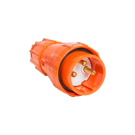 NHP ISO Plug - Straight, 3 Round Pins, 32A 250V AC, Resistant Orange