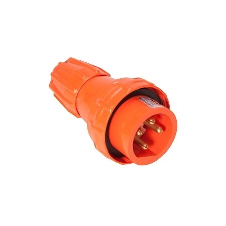 NHP ISO Plug - Straight, 4 Round Pins, 20A 500V AC, Resistant Orange