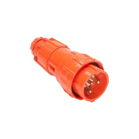 NHP ISO Plug - Straight, 5 Round Pins, 50A 500V AC, Resistant Orange