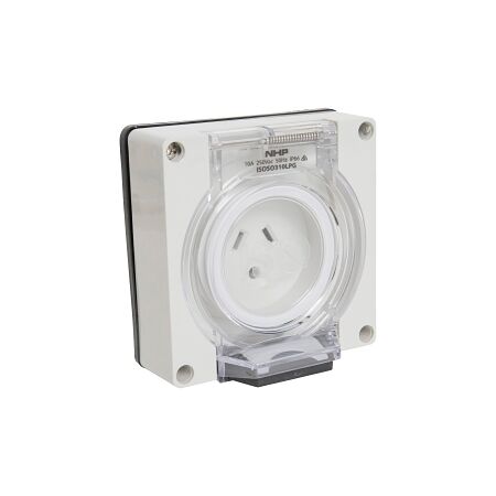 NHP ISO Socket Outlet, 2 Flat Pins + 1 Round Earth 10A 250V AC, w/o Base, Grey
