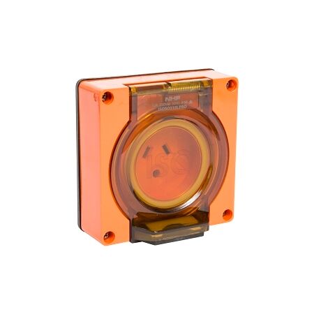 NHP ISO Socket Outlet, 2 Flat Pins + 1 Round Earth 10A 250V AC, w/o Base, Resistant Oange