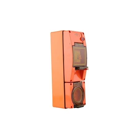 NHP ISO Socket Outlet - RCD, 3 Flat Pins 10A 250V AC, w/ Base, Resistant Orange