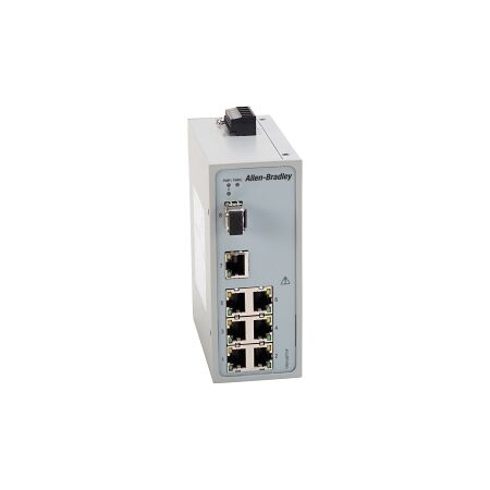 AB Stratix 2000 Unmanaged switch, 7 x 100MB copper ports, 1x 100MB Multimode Fiber SFP