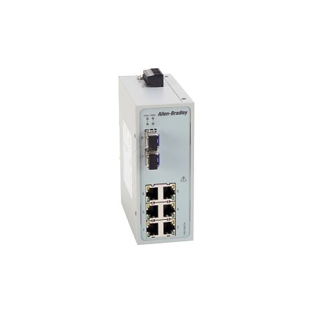 AB Stratix 2000 Unmanaged switch, 8 x 100MB copper ports, 2x 1GB Fiber SFP Slots