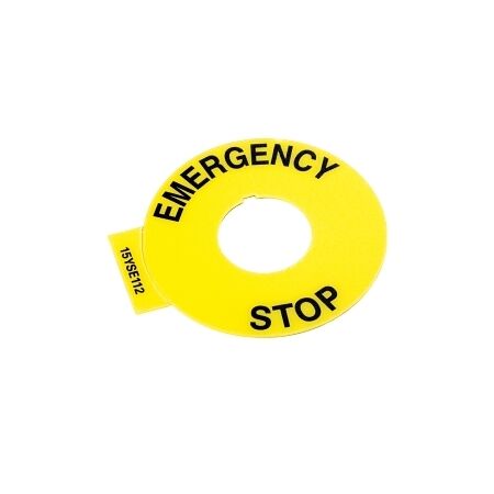 Allen-Bradley 800F Legend Plate 60mm Round Emergency Stop 22.5 mmYellow with Black Text