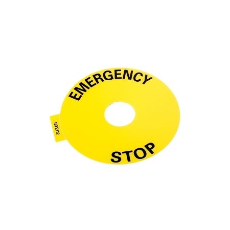Allen-Bradley 800F Legend Plate 90mm Round Emergency Stop Yellow with Black Text