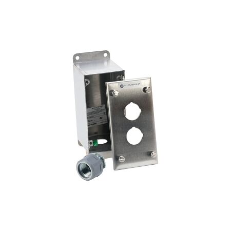 Allen-Bradley 800H Enclosure Stainless Steel 2 Holes 3 4 Inch Conduit Entry for 30.5mm Pushbutton
