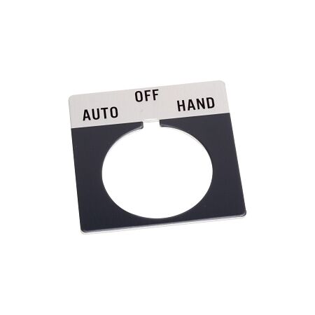 Allen-Bradley 800T Legend Plate 46 x 47mm Gray AUTO OFF HAND for 30.5mm Pushbutton