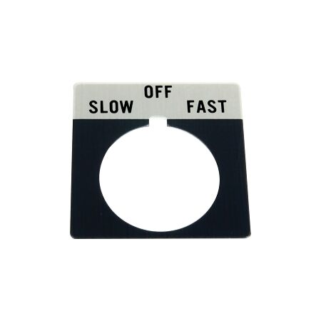Allen-Bradley 800T Legend Plate 46 x 47mm Gray SLOW OFF FAST for 30.5mm Pushbutton