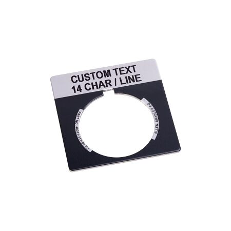 Allen-Bradley 800T Legend Plate 46 x 47mm Grey CUSTOM for 30.5mm Pushbutton