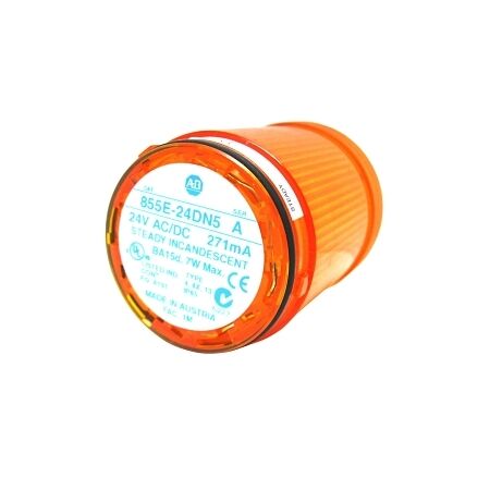 Allen-Bradley 855E Control Tower Stack Light 50mm Steady Incandescent 24V AC DC Full Voltage Amber