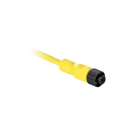 AB 889D Cordset PVC Yellow 4 Pin 22AWG DC Micro Male Straight DC Micro Female Straight M12 5m