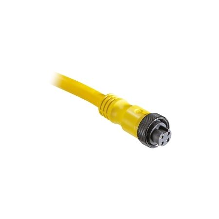 AB 889N Cordset Cable PVC Yellow 3 Pin 16AWG Mini Plus Female Right Angle Unshielded 1.8m