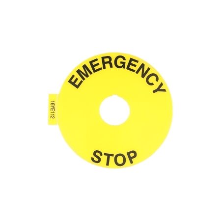 Sprecher and Schuh D7 Legend Plate 90mm Round Emergency Stop Self Adehsive Blank