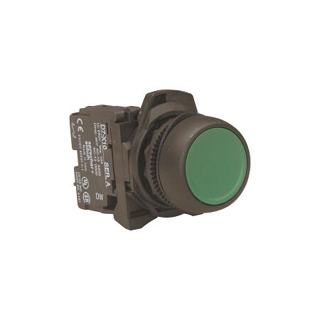 Sprecher and Schuh D7 Pushbutton 22.5 mm Complete Plastic MOM Flush Green Cap Non Ill 1NO