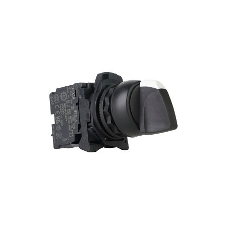 Sprecher and Schuh D7 Selector Switch 22.5 mm Complete PLT STD BLK Knob 3 POS Maintained Switch 2NO