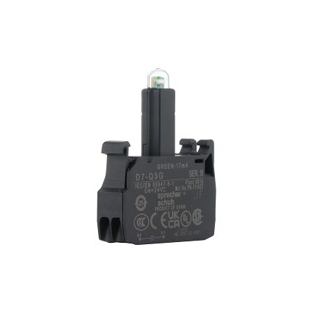 Sprecher and Schuh D7 LED Module Spring Clamp Screwless LED Green 24V AC/DC Latch Mounting