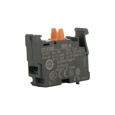 Sprecher and Schuh D7 Contact Block 1 NO  for 22.5 mm Pushbutton Operators Early Make
