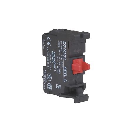 Sprecher and Schuh D7 Contact Block 1 NO  for 22.5 mm Pushbutton Operators Gold Contacts Low Voltage