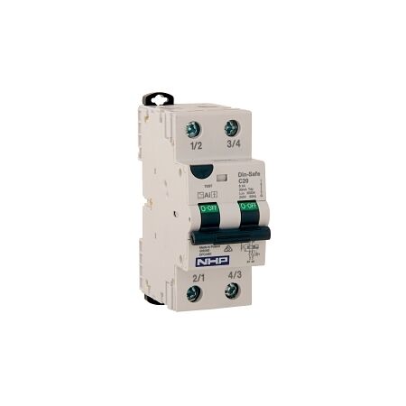 NHP DIN-T Residual Current Device Short Body w/ Overcurrent 6kA 25A 1Pole and N C Curve 30mA Type AI