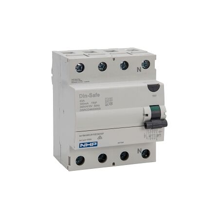 NHP DIN-T Residual Current Circuit Breaker RCCB 3Pole and Neutral 63A 300mA Type S
