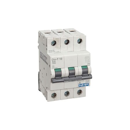 NHP DIN-T Miniature Circuit Breaker 10kA 3Pole 10A B Curve
