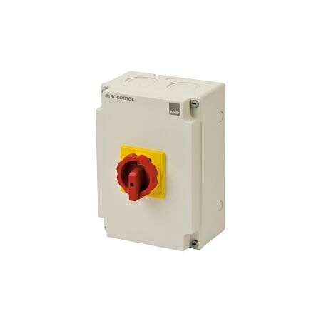 Socomec ISO Enclosed Isolator, IP 65 Plastic Yellow, Handle - Red, 4P 125A
