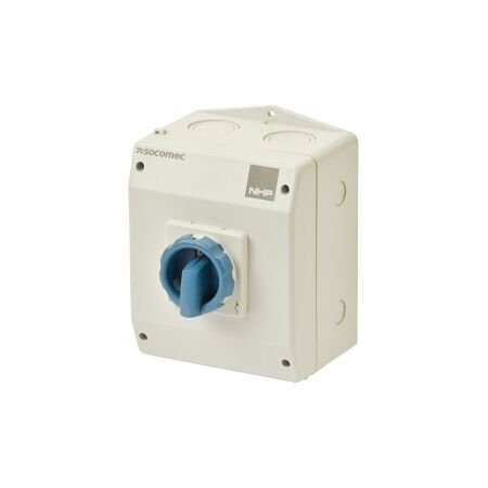 Socomec ISO Enclosed Isolator, Large IP 65 Plastic Grey, Handle - Blue, 4P 40A