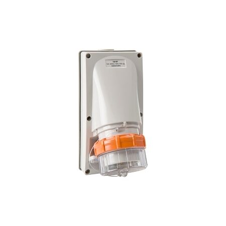 NHP ISO Appliance Inlet, 4 Round Pins 10A 500V AC, with Base 38mm, Grey