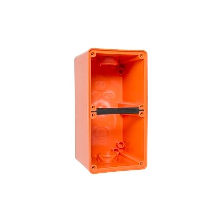 NHP ISO Back Box/Base, 2 Gang (1 x 2) - Extra Large 100mm depth, Resistant Orange