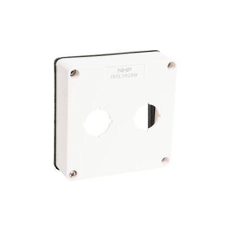 NHP ISO Cover - Cutout (2 x 22 5mm), 1 Gang - Shallow D38mm, Resistant White