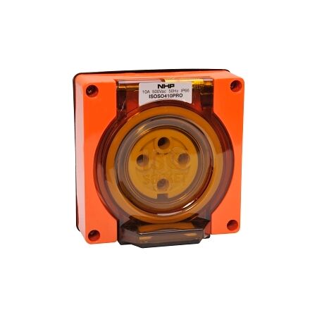 NHP ISO Socket Outlet, 4 Round Pins 10A 500V AC, w/o Base, Resistant Orange