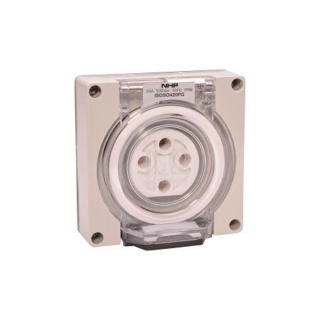 NHP ISO Socket Outlet, 4 Round Pins 20A 500V AC, w/o Base, Grey