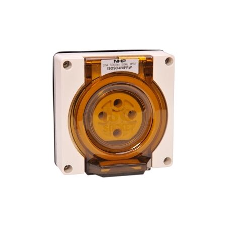 NHP ISO Socket Outlet, 4 Round Pins 20A 500V AC, w/o Base, Resistant White
